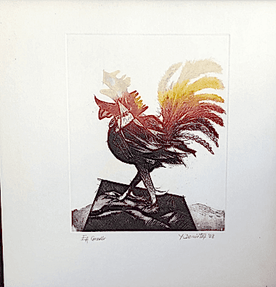  Gravür Baskı / Horoz 40x40 cm - Yusuf Demirtaş